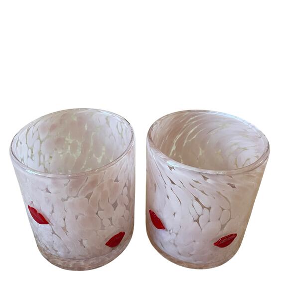 Pink Valentine's Day RED LIP Double Old Fashioned Glasses 14oz Set of 2 New - Picture 13 of 16